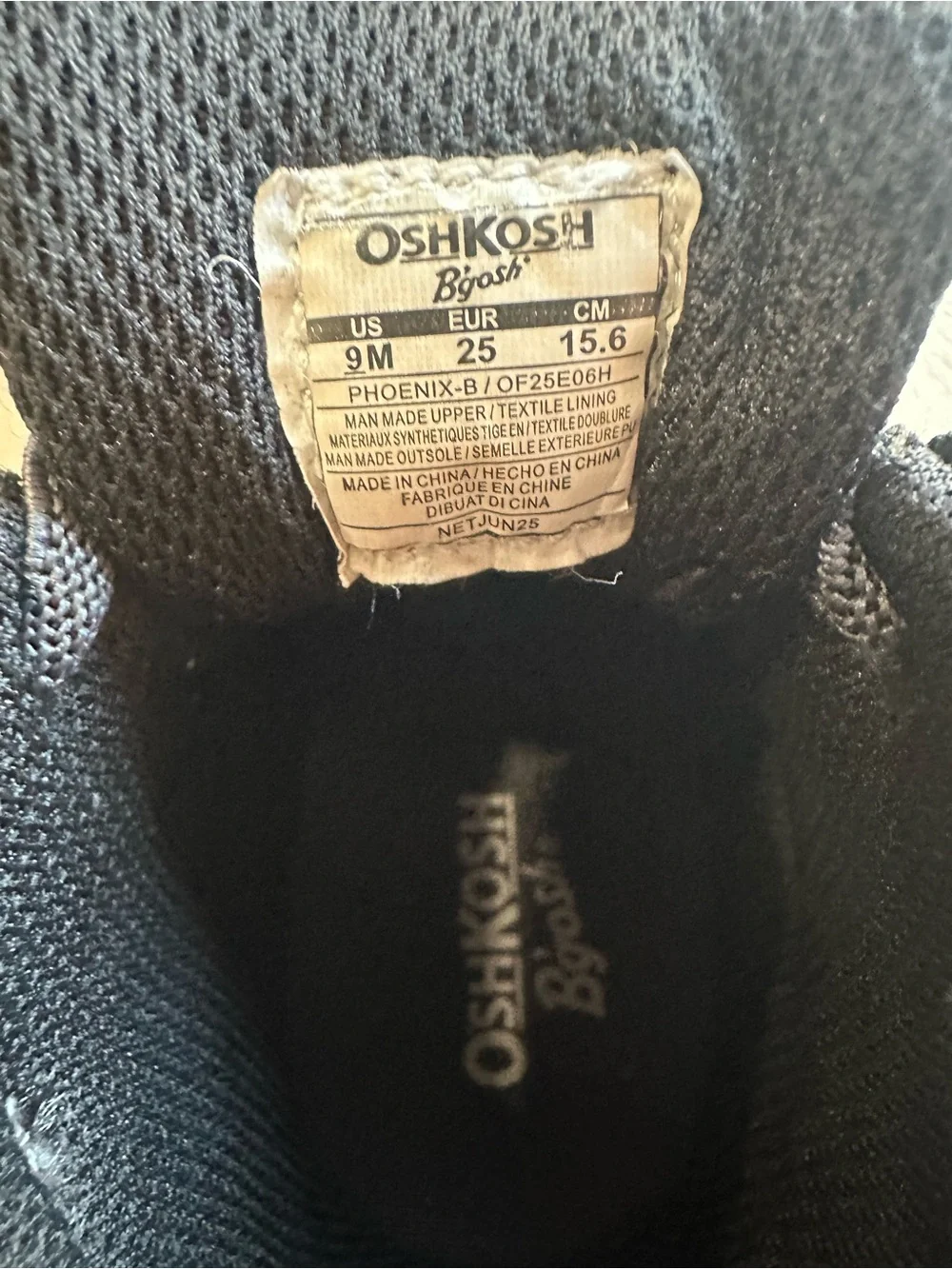 Osh Kosh Kids Black High-Top Sneakers with Gum Sole